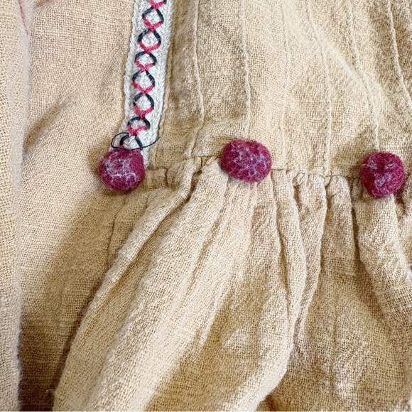 Zara Kids Embroidered Floral Pompom Tunic Top Size 9 Fall Pumpkin Patch School - Picture 5 of 11